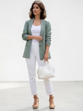 Quince 100% European Linen Sage Green Blazer Size XS